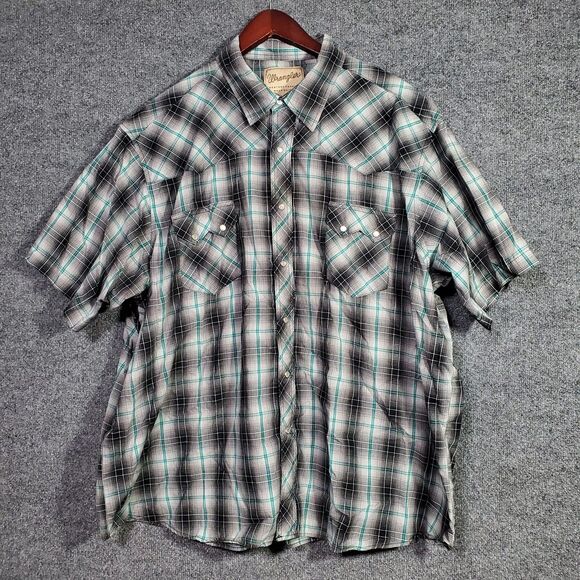 Wrangler Western Pearl Snap Shirt Mens 3XL Plaid Yolk Cowboy Rodeo Lot Of 2 Set - Picture 3 of 14